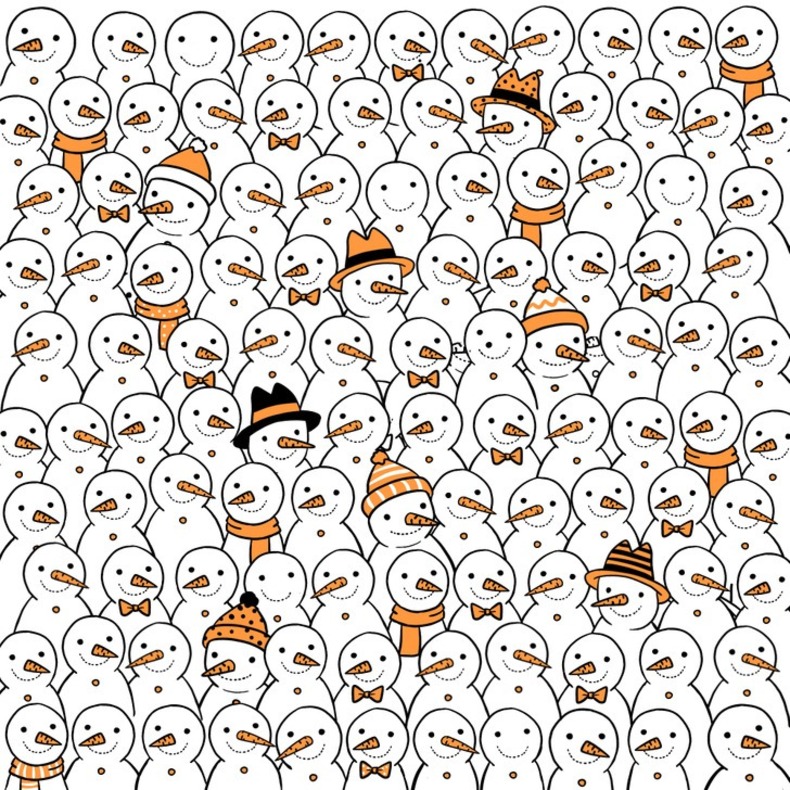 معمای شماره ۳ در این تصویر چند آدم برفی بی دماغ وجود دارد؟ 