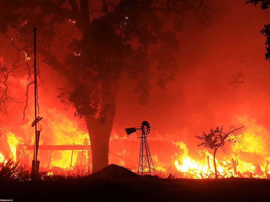 آتش‌سوزی گسترده در شمال کالیفرنیا