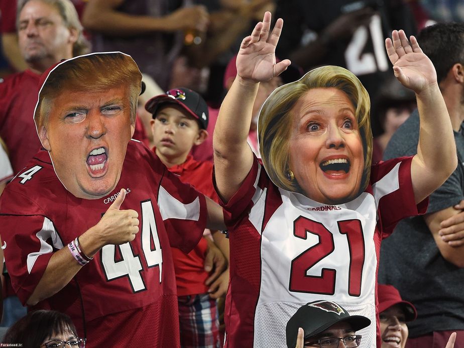 طرفداران هیلاری و ترامپ در بازی‌های فوتبال آمریکایی