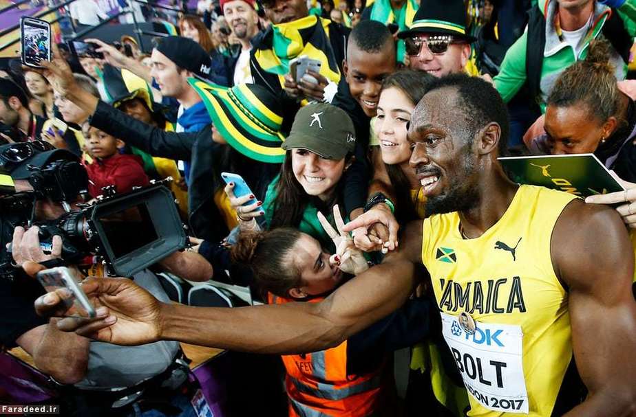 سلفی با یوسین بولت سریع‌ترین مرد جهان؛ لندن