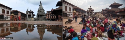 میدان دوربار در باکتاپور، نپال – در 21 سپتامبر 2011 و 26 آوریل 2015-04-28