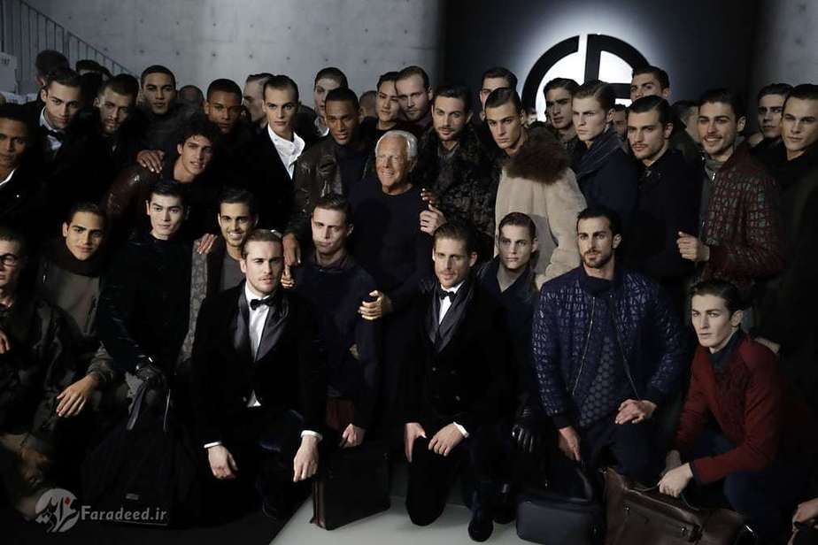 جورجیو آرمانی در آخرین روز نمایشگاه پاییز زمستان.(ایتالیا)