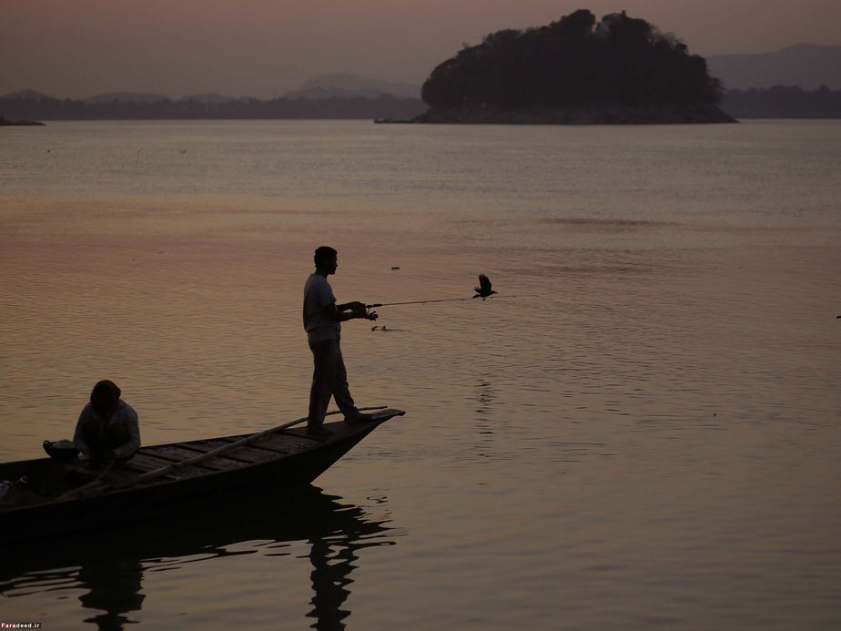 ماهیگیری در رودخانه گواتی هند