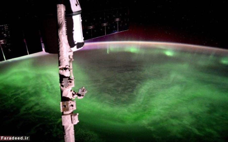 تصویر شفق قطبی جنوبی، توسط فضانورد آژانس فضایی اروپا گرفته شده است