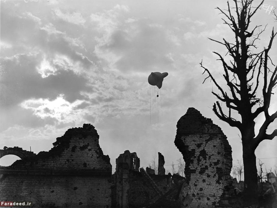 پرواز یک بالون شناسایی بر فراز آسمان بلژیک. سال 1917